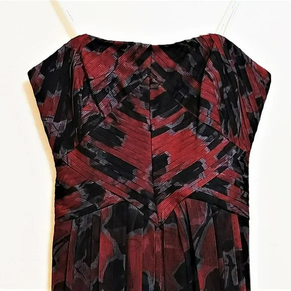 NWT Halston Strapless Floral Print Pleated Gown Maxi Dress - Picture 6 of 7